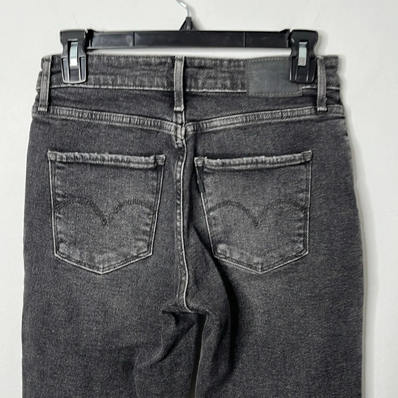 Levi’s 721 High Rise Skinny Ripped Knee Distressed Charcoal Jeans - Picture 7 of 9